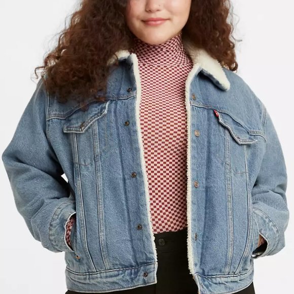 Levi's Winter Sherpa Blue Jean Jacket Large